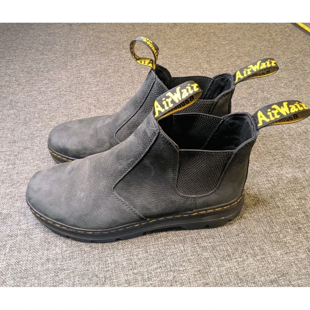 Dr. Doc Martens Hardie II Chelsea Ankle Boots Mens Size 12 Black Pebble Leather